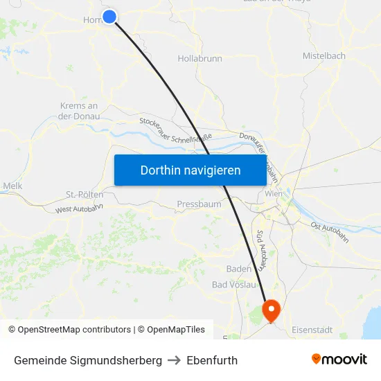Gemeinde Sigmundsherberg to Ebenfurth map