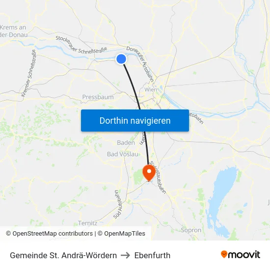 Gemeinde St. Andrä-Wördern to Ebenfurth map