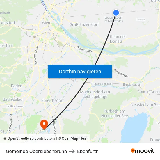 Gemeinde Obersiebenbrunn to Ebenfurth map