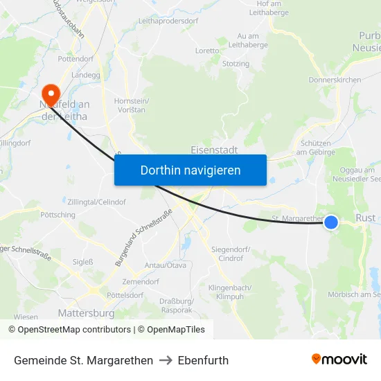 Gemeinde St. Margarethen to Ebenfurth map