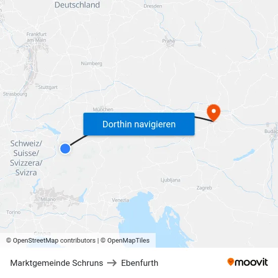 Marktgemeinde Schruns to Ebenfurth map