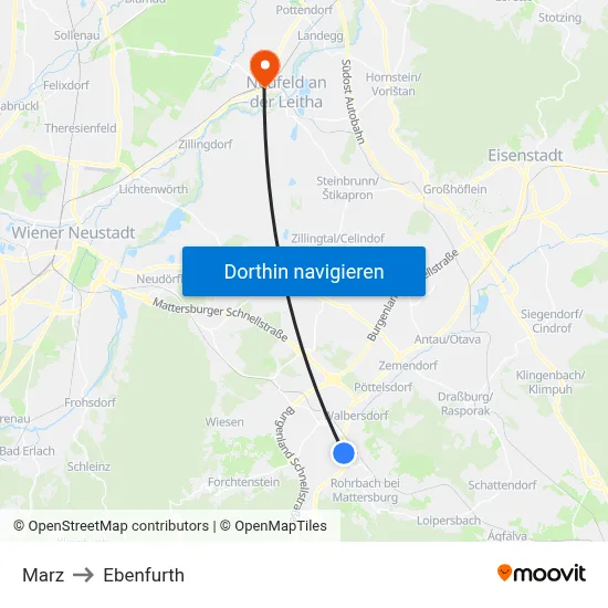 Marz to Ebenfurth map
