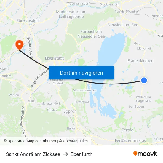 Sankt Andrä am Zicksee to Ebenfurth map