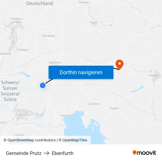 Gemeinde Prutz to Ebenfurth map