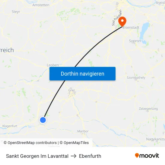 Sankt Georgen Im Lavanttal to Ebenfurth map