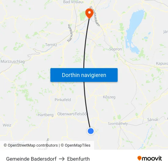 Gemeinde Badersdorf to Ebenfurth map