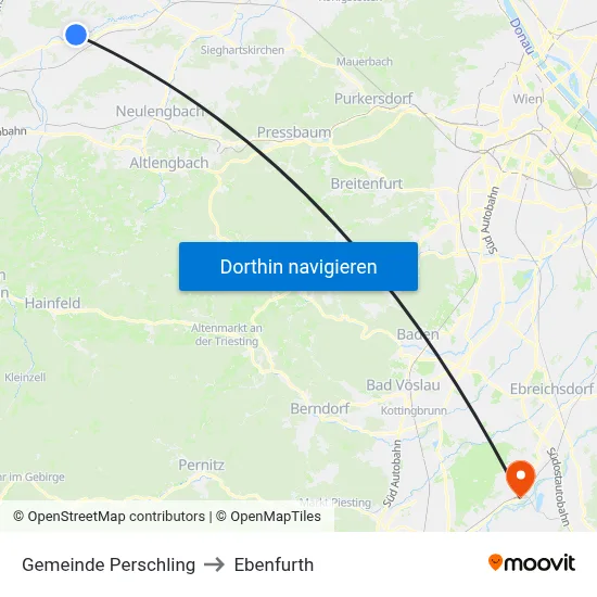 Gemeinde Perschling to Ebenfurth map