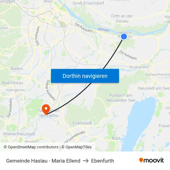 Gemeinde Haslau - Maria Ellend to Ebenfurth map