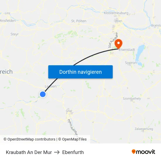 Kraubath An Der Mur to Ebenfurth map