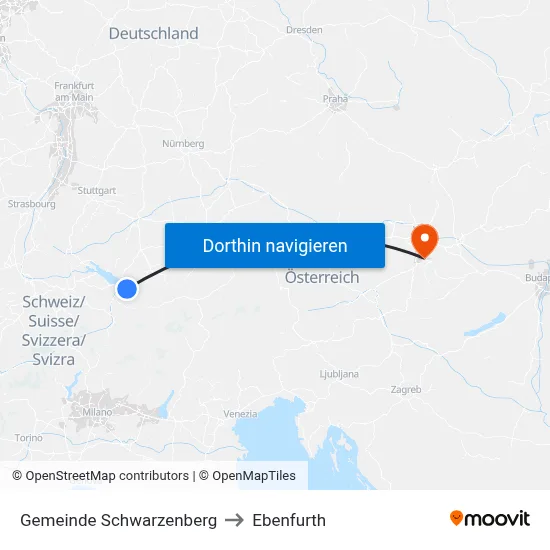 Gemeinde Schwarzenberg to Ebenfurth map