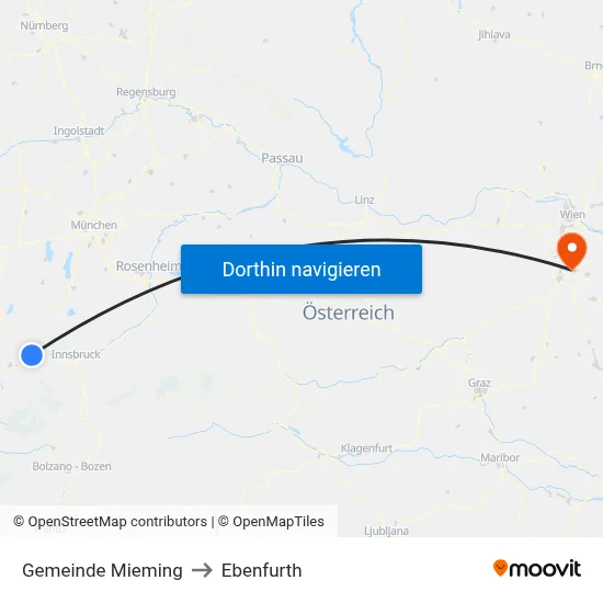 Gemeinde Mieming to Ebenfurth map