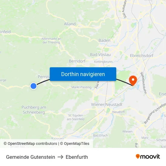 Gemeinde Gutenstein to Ebenfurth map