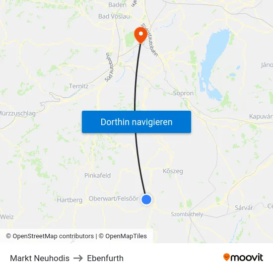 Markt Neuhodis to Ebenfurth map
