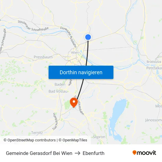 Gemeinde Gerasdorf Bei Wien to Ebenfurth map