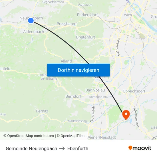 Gemeinde Neulengbach to Ebenfurth map