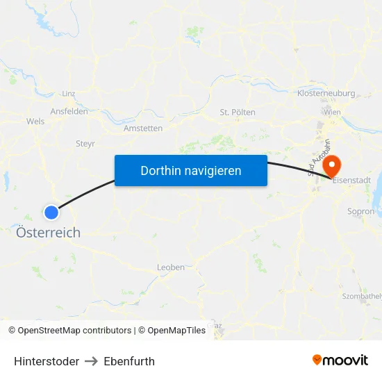 Hinterstoder to Ebenfurth map