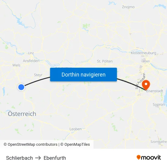 Schlierbach to Ebenfurth map