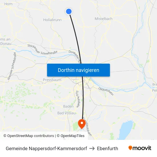 Gemeinde Nappersdorf-Kammersdorf to Ebenfurth map