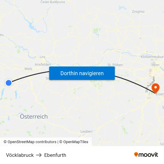 Vöcklabruck to Ebenfurth map