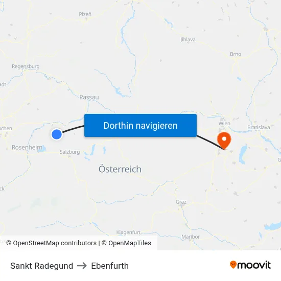 Sankt Radegund to Ebenfurth map
