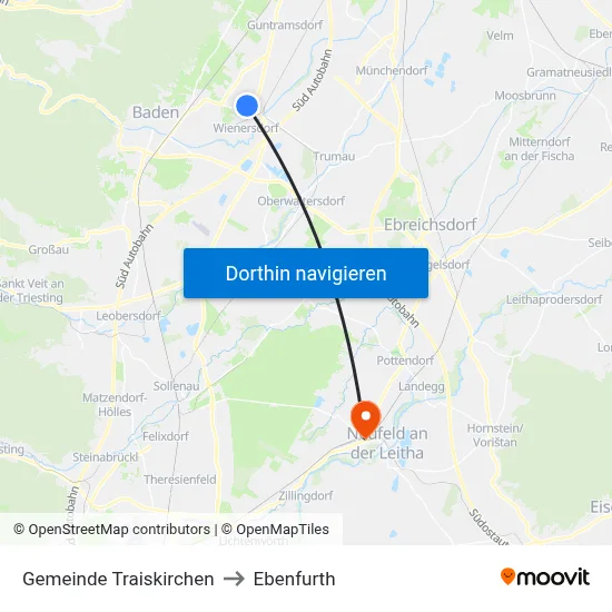 Gemeinde Traiskirchen to Ebenfurth map