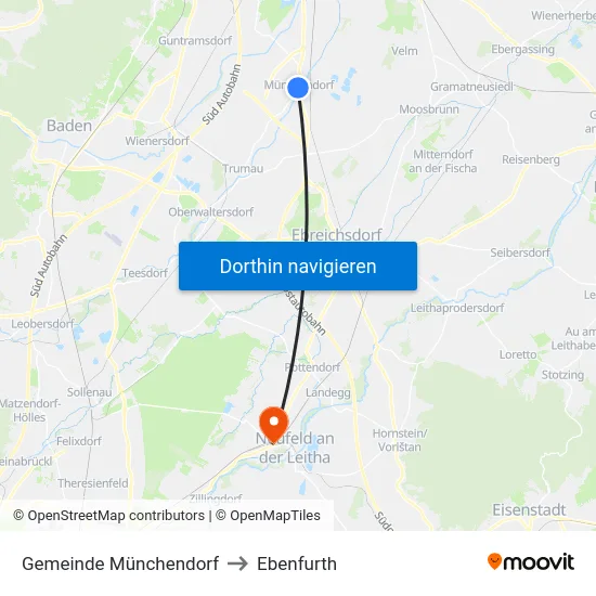 Gemeinde Münchendorf to Ebenfurth map