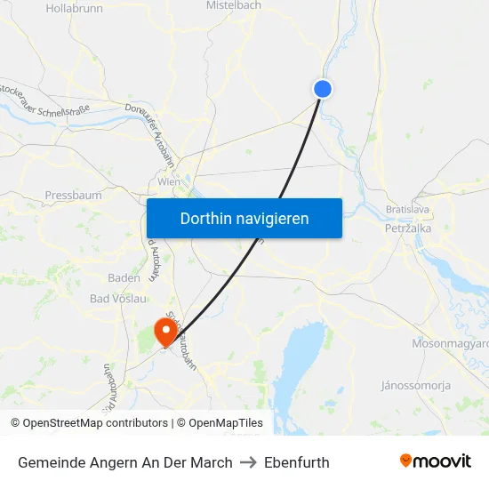 Gemeinde Angern An Der March to Ebenfurth map