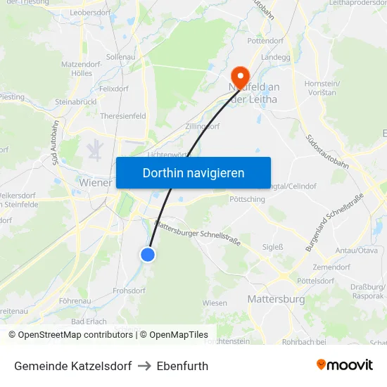 Gemeinde Katzelsdorf to Ebenfurth map