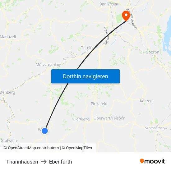Thannhausen to Ebenfurth map