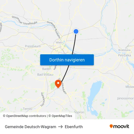 Gemeinde Deutsch-Wagram to Ebenfurth map