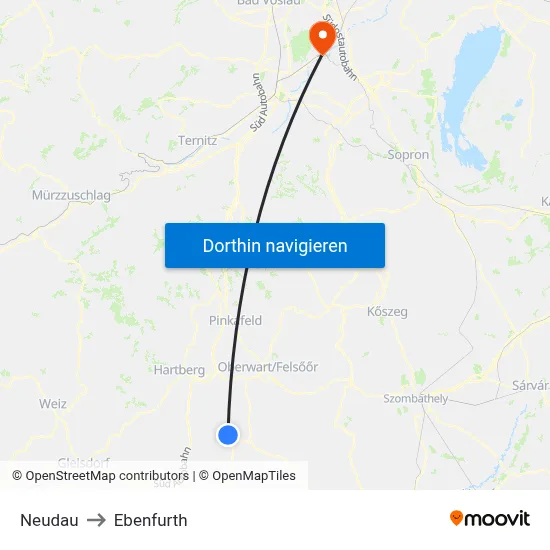 Neudau to Ebenfurth map