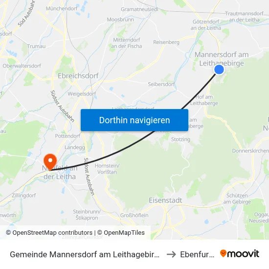 Gemeinde Mannersdorf am Leithagebirge to Ebenfurth map