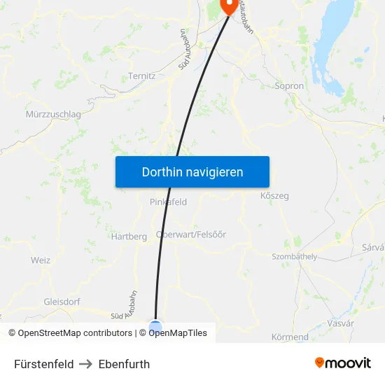 Fürstenfeld to Ebenfurth map