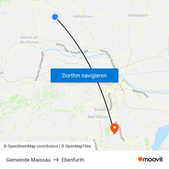 Gemeinde Maissau to Ebenfurth map