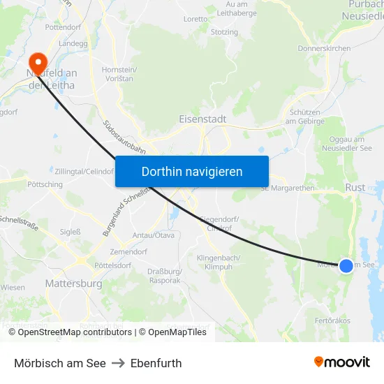 Mörbisch am See to Ebenfurth map
