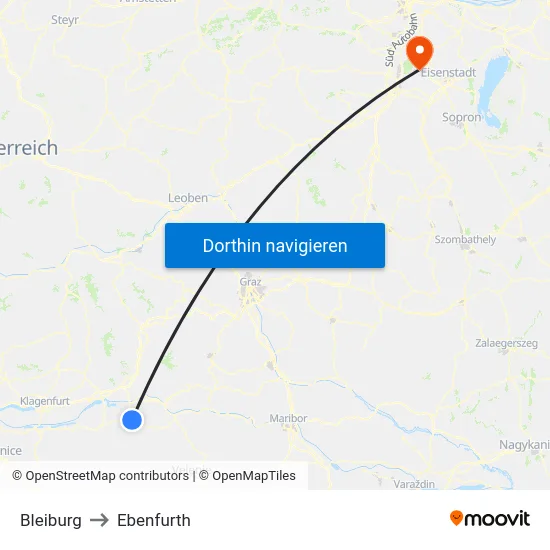 Bleiburg to Ebenfurth map