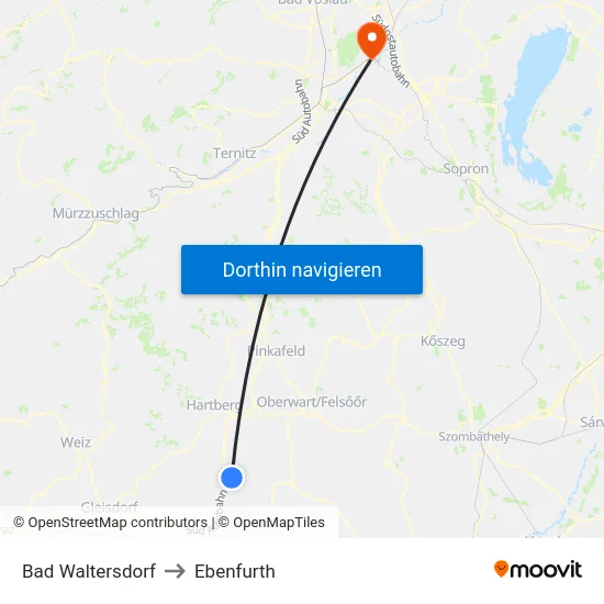 Bad Waltersdorf to Ebenfurth map