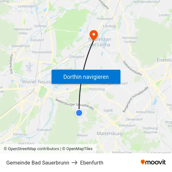 Gemeinde Bad Sauerbrunn to Ebenfurth map