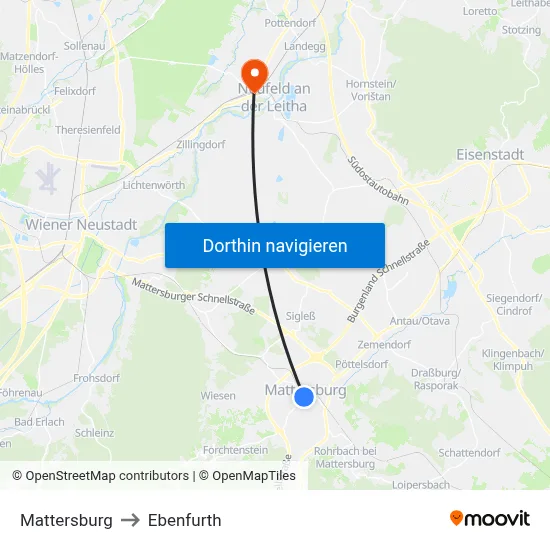 Mattersburg to Ebenfurth map