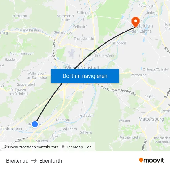 Breitenau to Ebenfurth map