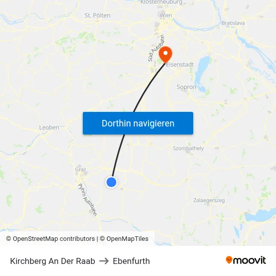 Kirchberg An Der Raab to Ebenfurth map