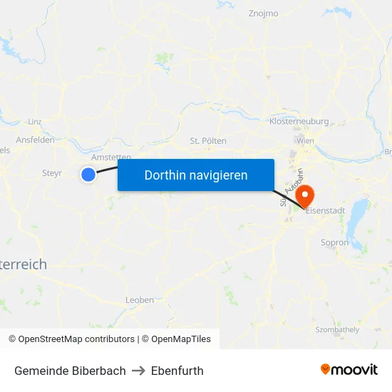Gemeinde Biberbach to Ebenfurth map