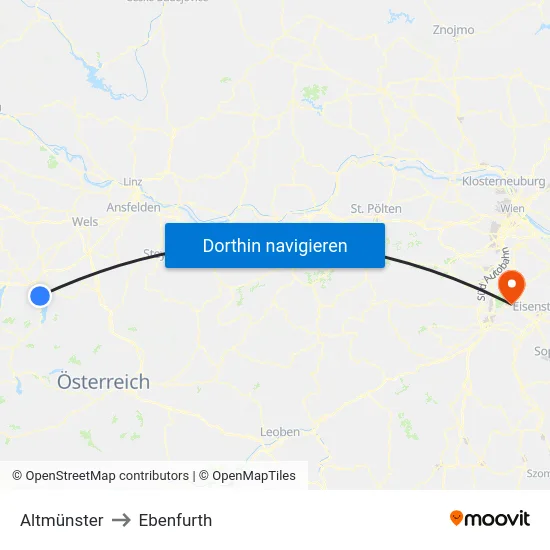 Altmünster to Ebenfurth map
