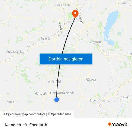 Kemeten to Ebenfurth map