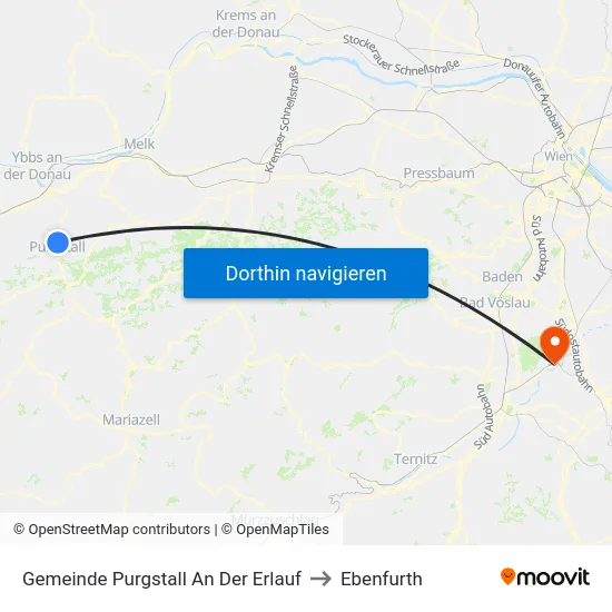 Gemeinde Purgstall An Der Erlauf to Ebenfurth map