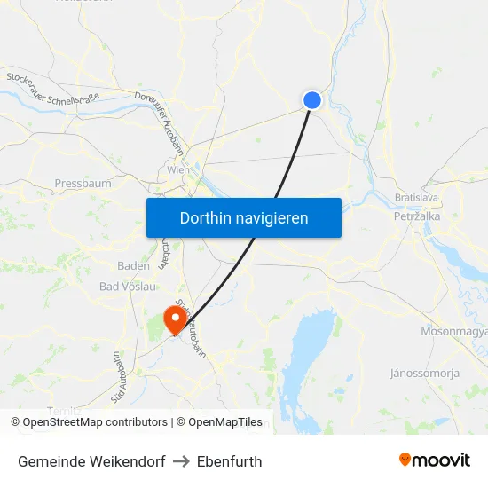 Gemeinde Weikendorf to Ebenfurth map