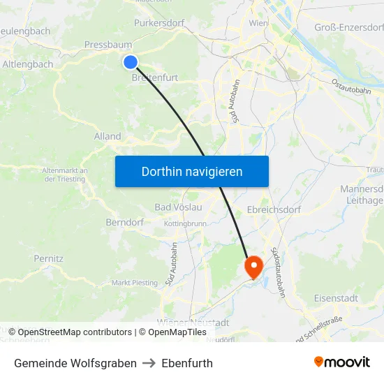 Gemeinde Wolfsgraben to Ebenfurth map