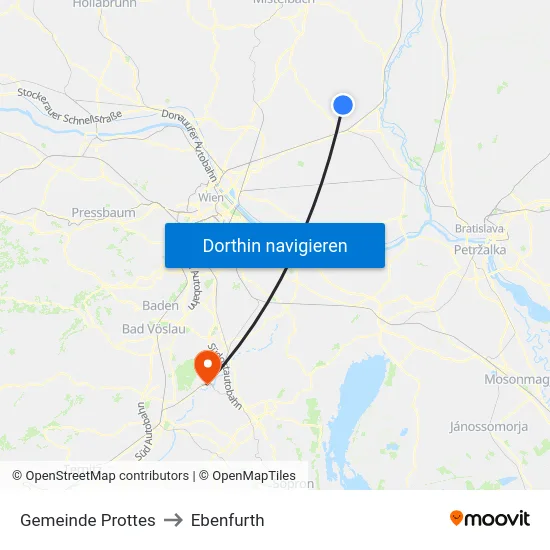 Gemeinde Prottes to Ebenfurth map