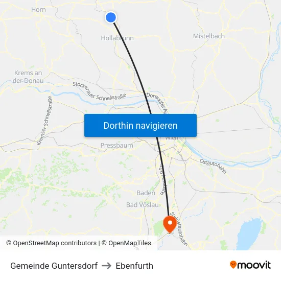 Gemeinde Guntersdorf to Ebenfurth map