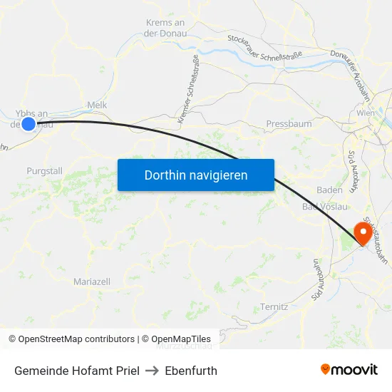 Gemeinde Hofamt Priel to Ebenfurth map